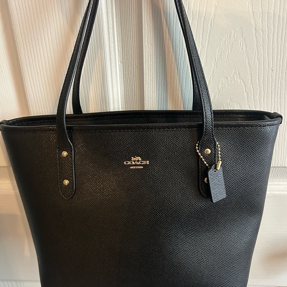 Coach Mini Black Tote with Gold Hardware and Structured Design